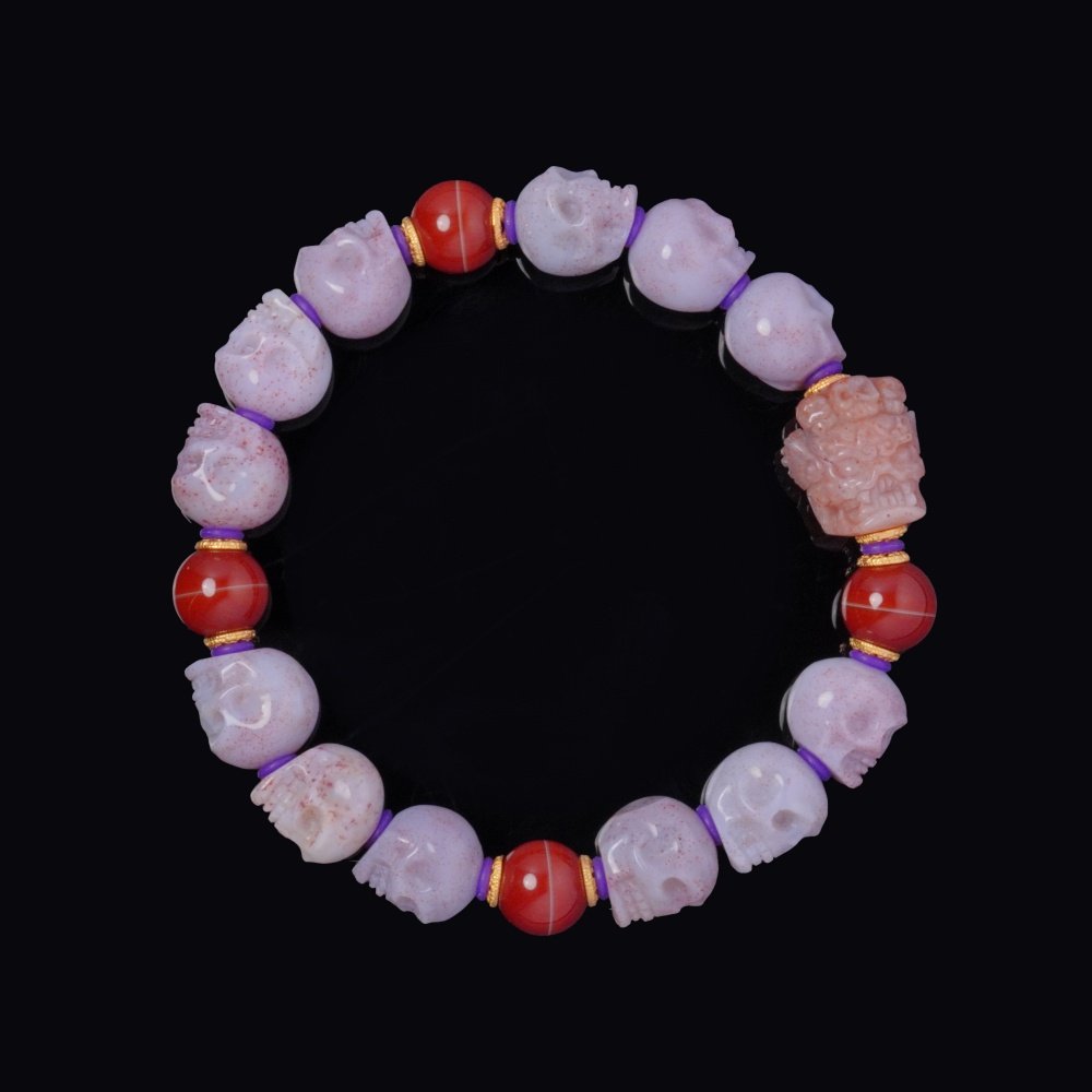 Lilac Agate Skull Totem Bracelet – Death Magic & Fierce Compassion