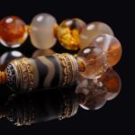 Golden Dzi & Agate Skull Bracelet – Wealth Flow & Inner Powe