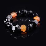 Black & Orange Agate Skull Bracelet – Power, Courage & Transformation
