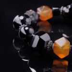 Black & Orange Agate Skull Bracelet – Power, Courage & Transformation
