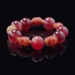 Strawberry Quartz & Golden Rutilated Skull Bracelet – Love, Wealth & Protection