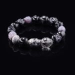 Shadow Skull & Rutilated Quartz Bracelet – Protection, Balance & Inner Strength