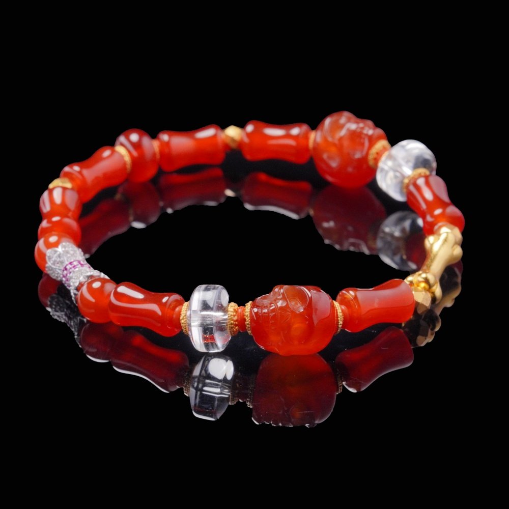 Red Agate Skull & Bone Bracelet – Fierce Focus & Fearless Flow