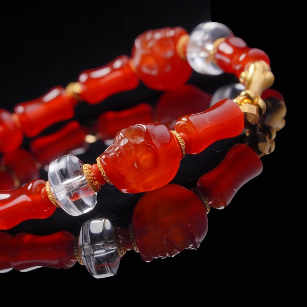 Red Agate Skull & Bone Bracelet – Fierce Focus & Fearless Flow