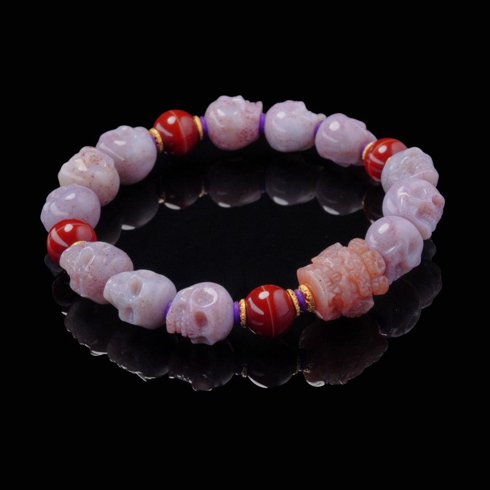 Lilac Agate Skull Totem Bracelet – Death Magic & Fierce Compassion