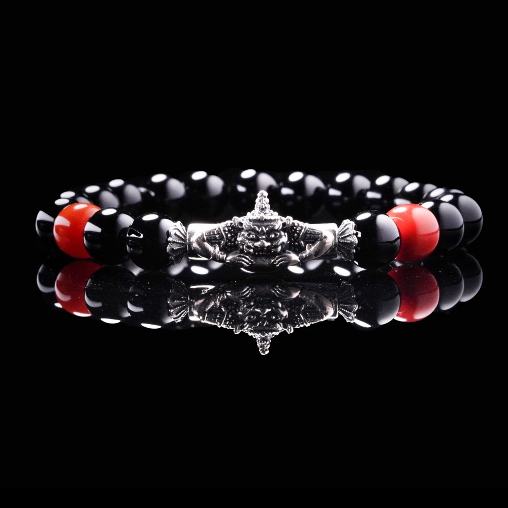 Rahu Amulet Bracelet – Black Agate Protection with Thai Occult Power