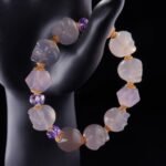 Grey Agate & Amethyst Skull Bracelet