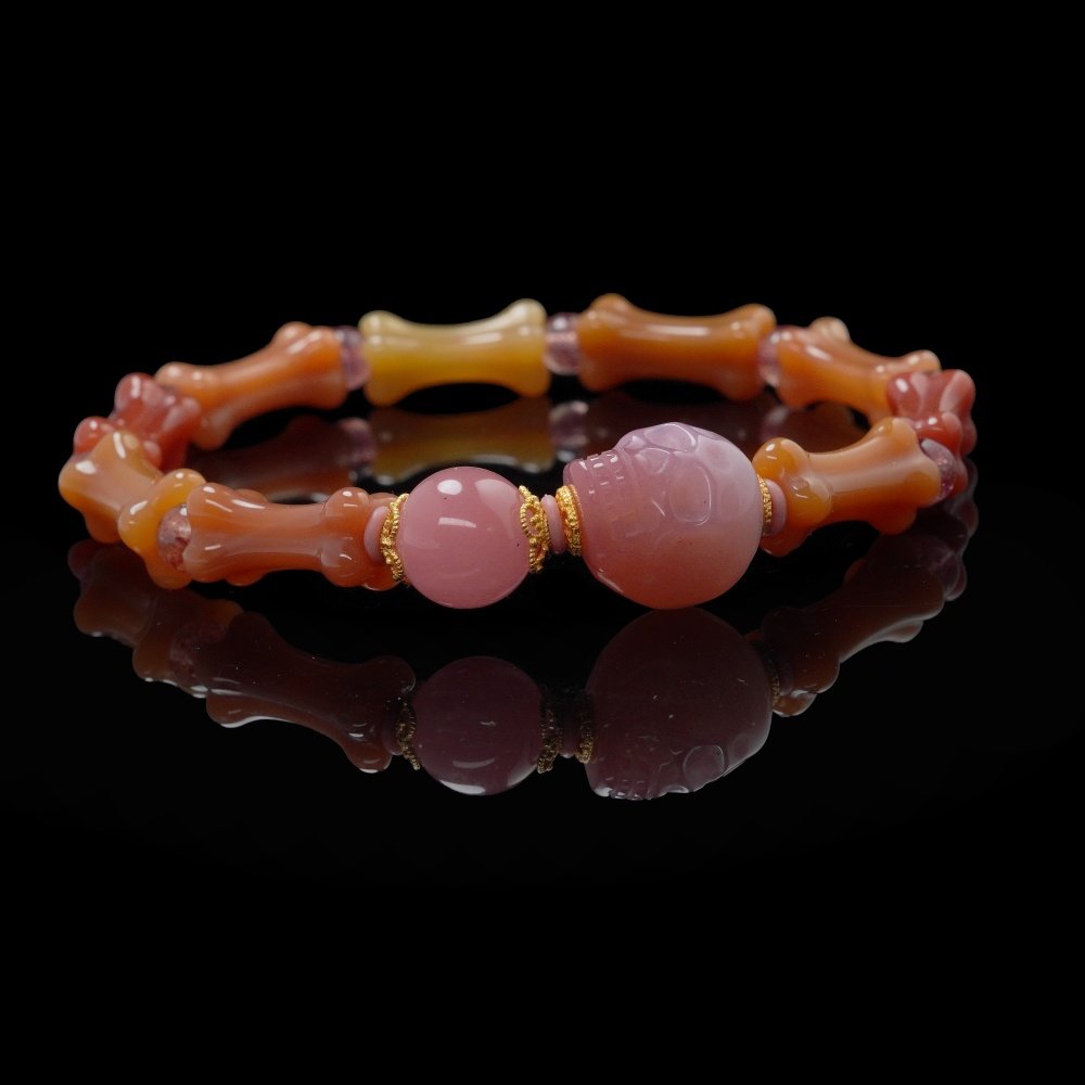 Agate Skull & Bone Bracelet – Courage, Protection & Grounding Energy