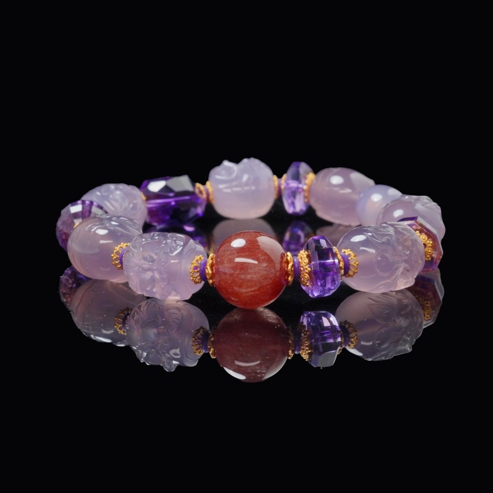 Rutilated Quartz & Agate Bracelet – Vitality, Protection & Spiritual Balance