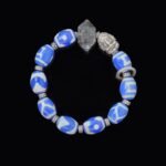 Blue Agate Dzi-Style Bracelet with Guardian Bead – Protection, Wisdom & Spiritual Power