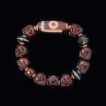 Red Agate Skull & Dzi Bead Bracelet – Protection, Power & Spiritual Awakening