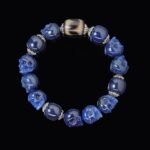 Blue Agate Skull & Black-White Dzi Bead Bracelet – Protection, Courage & Spiritual Awareness