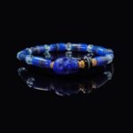Blue Agate Skull & Crystal Bracelet – Wisdom, Protection & Spiritual Balance
