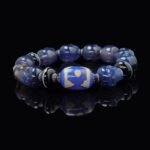 Blue Agate Skull & Dzi Bead Guardian Bracelet – Protection, Balance & Spiritual Power