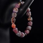 Cinnabar Agate Skull & Golden Sunstone Bracelet – Protection, Vitality & Abundance