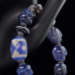Blue Agate Skull & Dzi Bead Guardian Bracelet – Protection, Balance & Spiritual Power