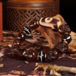 Red Agate Skull & Dzi Bead Bracelet – Protection, Power & Spiritual Awakening