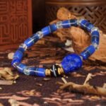 Blue Agate Skull & Crystal Bracelet – Wisdom, Protection & Spiritual Balance