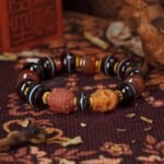 Striped Agate & Skull Totem Bracelet – Balance, Power & Protection