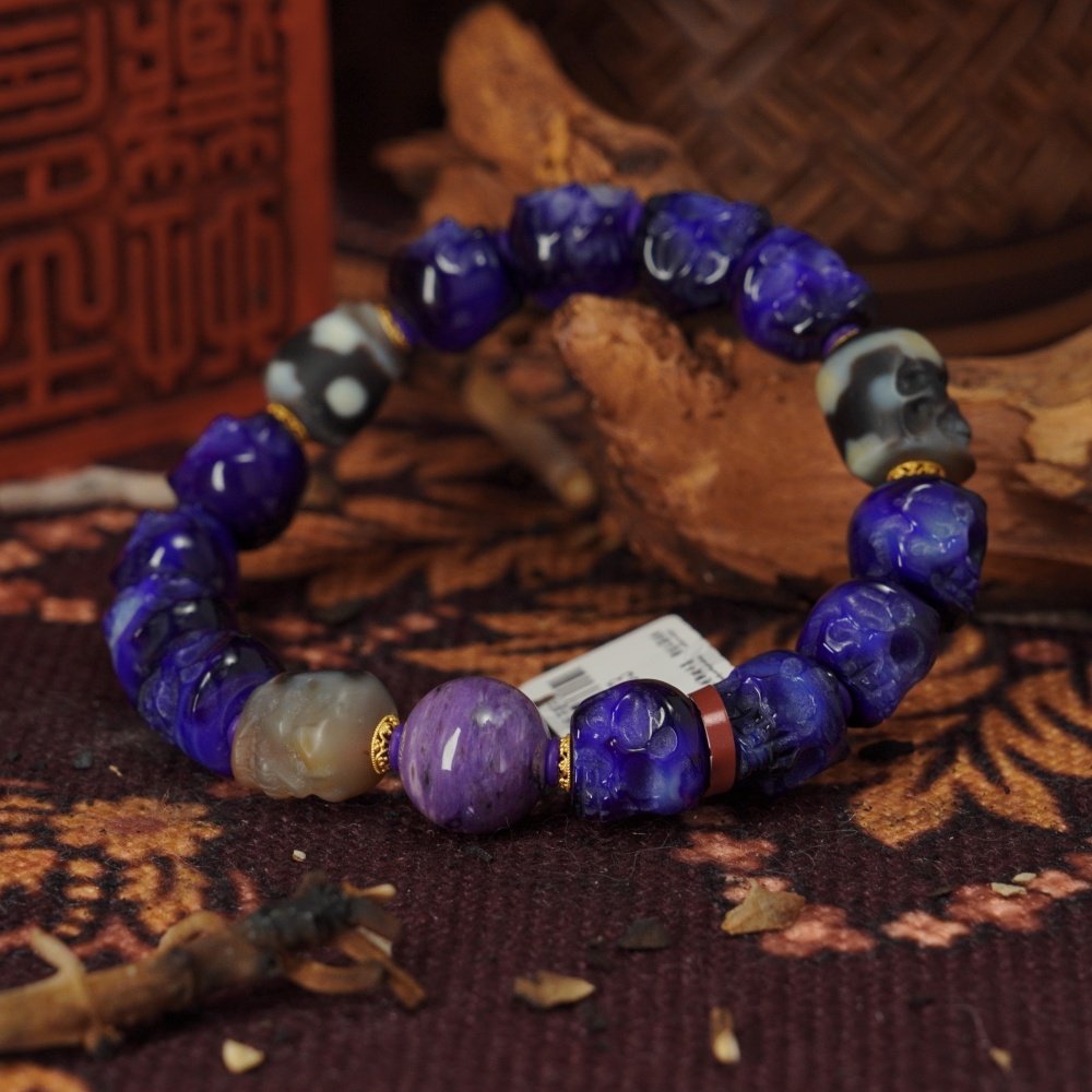 Violet Skull Totem Bracelet – Intuition, Shadow & Psychic Shield