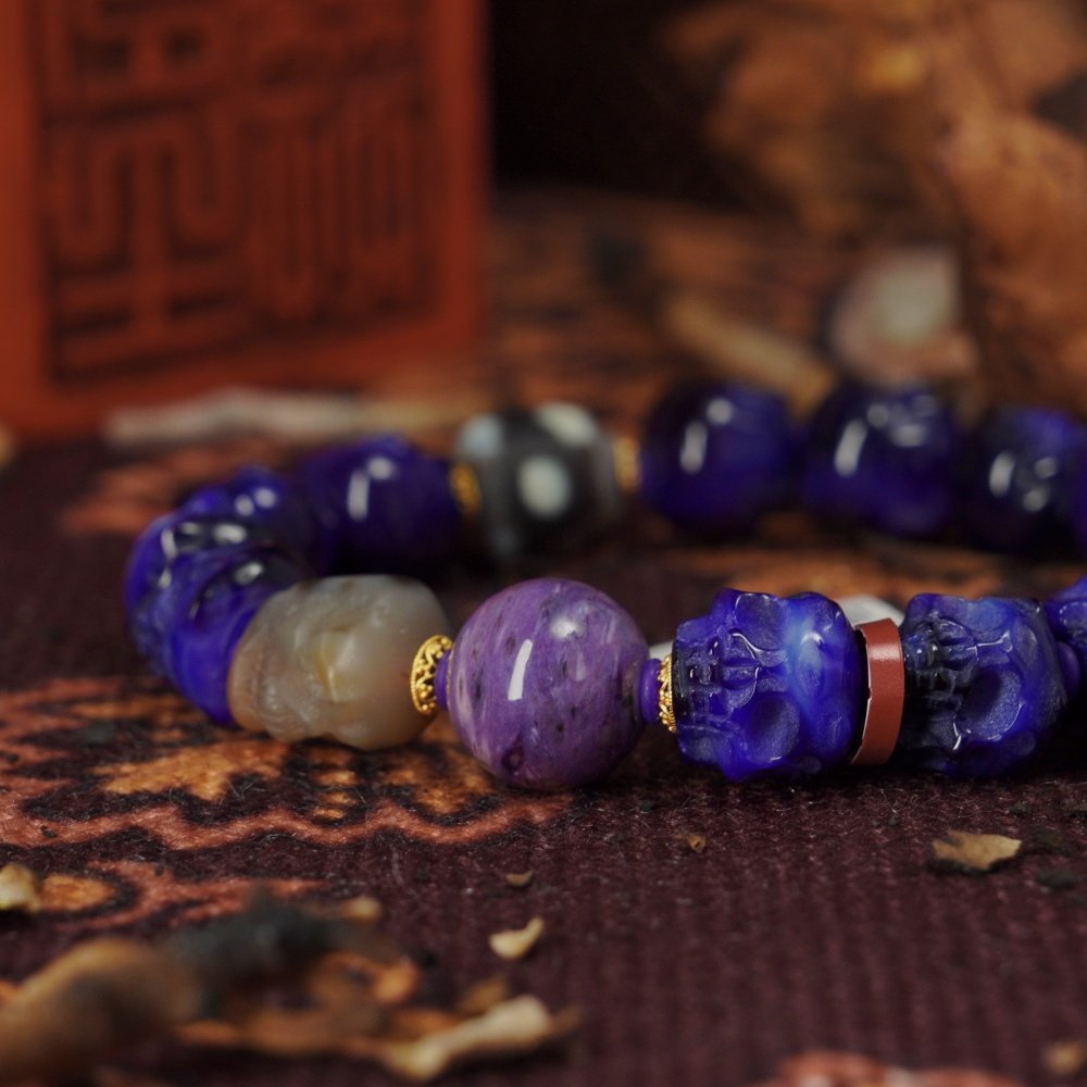 Violet Skull Totem Bracelet – Intuition, Shadow & Psychic Shield