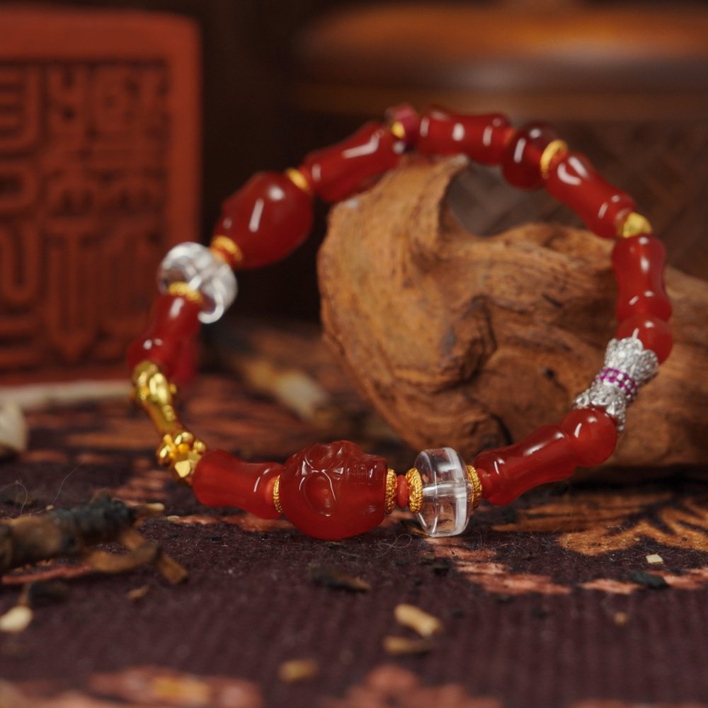 Red Agate Skull & Bone Bracelet – Fierce Focus & Fearless Flow