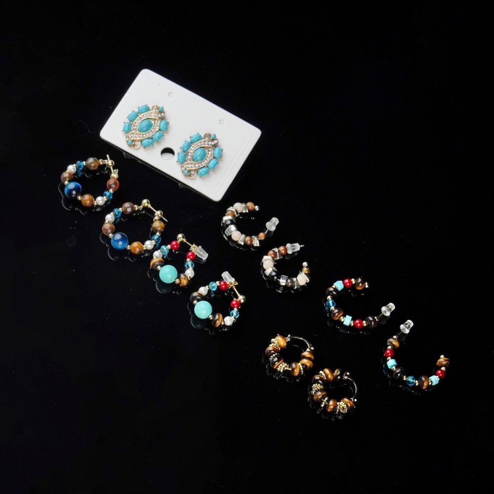 Groxiar Bohemian Spirit Earring Collection | Natural Stone Gemstone Hoops & Vintage Ornate Studs