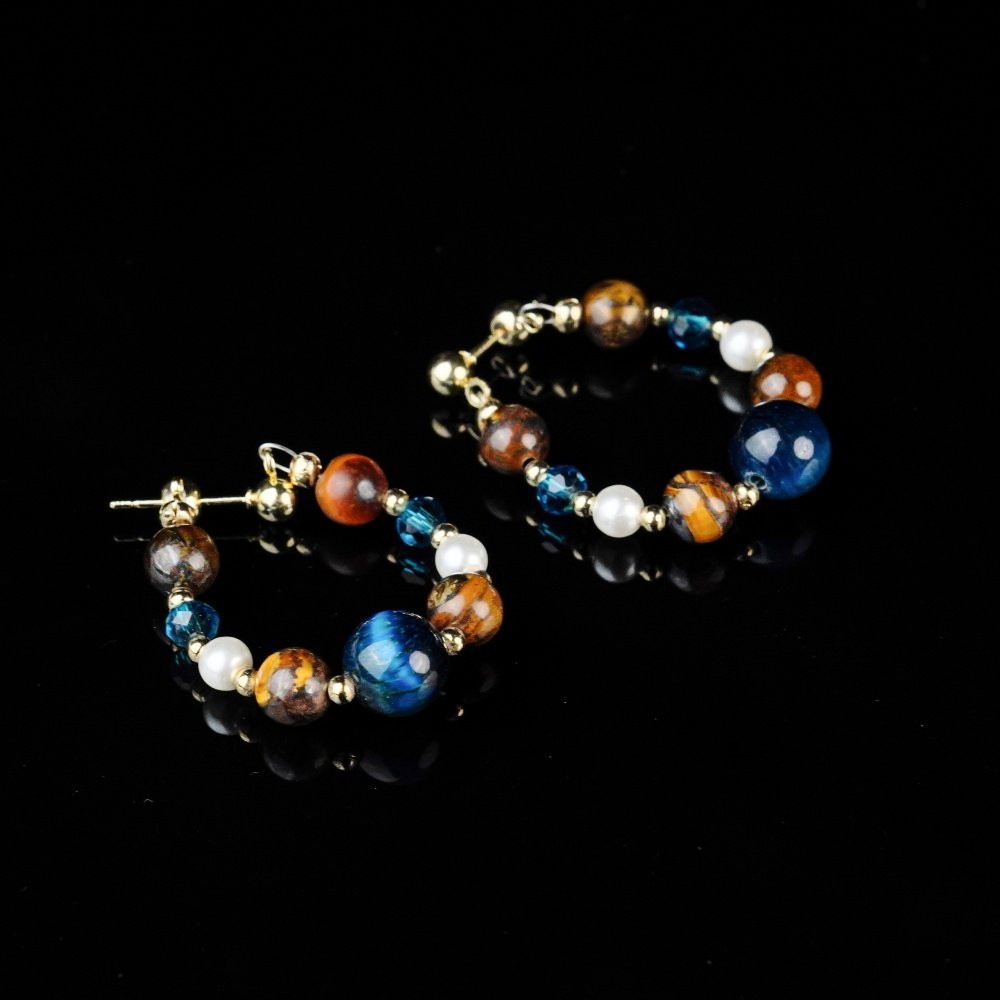 Groxiar Bohemian Spirit Earring Collection | Natural Stone Gemstone Hoops & Vintage Ornate Studs