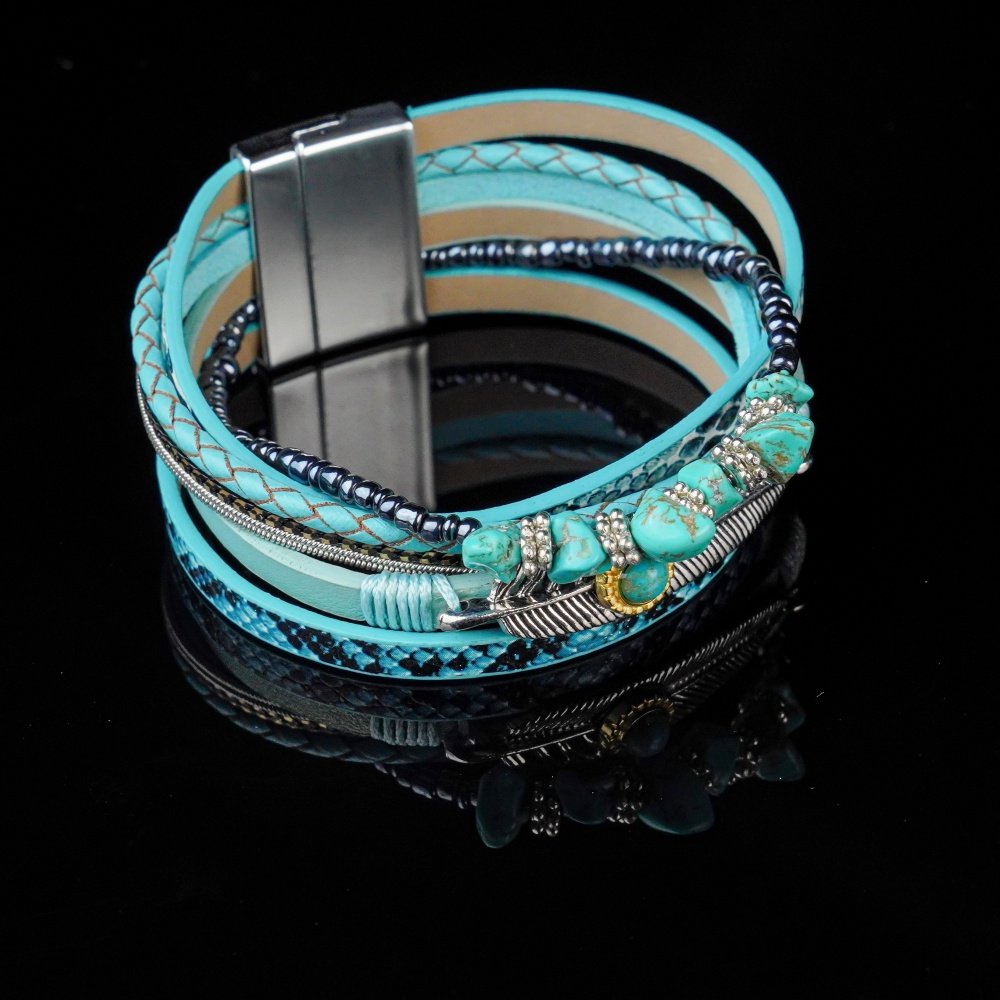 Groxiara™ Bohemian Multi-Layer Bracelet Collection | Handmade Seed Bead & Leather Magnetic Wrap Sets