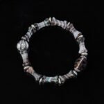 Groxiara | 'Ancestral Health' Hand-Carved Agate Skull & Bone Bracelet – Grounding & Vitality Talisman - 17cm (6.7")