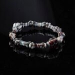 Groxiara | 'Ancestral Health' Hand-Carved Agate Skull & Bone Bracelet – Grounding & Vitality Talisman - 17cm (6.7")