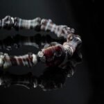 Groxiara | 'Ancestral Health' Hand-Carved Agate Skull & Bone Bracelet – Grounding & Vitality Talisman - 17cm (6.7")