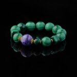 Groxiara | 'Radiant Vitality' Natural Malachite & Charoite Crystal Bracelet – The Stone of Transformation for Total Health - 17cm (6.7")