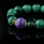 Groxiara | 'Radiant Vitality' Natural Malachite & Charoite Crystal Bracelet – The Stone of Transformation for Total Health - 17cm (6.7")