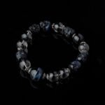 Groxiara | 'Shadow Guardian' Black Rutilated Quartz & Carved Onyx Skull Bracelet – Blue Tiger's Eye Protection - 17cm (6.7")