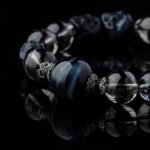 Groxiara | 'Shadow Guardian' Black Rutilated Quartz & Carved Onyx Skull Bracelet – Blue Tiger's Eye Protection - 17cm (6.7")
