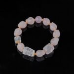 Groxiara | 'Everlasting Love' Hand-Carved Rose Quartz & Clear Quartz Skull Bracelet - Manifesting Soulmate Energy - 17cm (6.7")