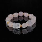 Groxiara | 'Everlasting Love' Hand-Carved Rose Quartz & Clear Quartz Skull Bracelet - Manifesting Soulmate Energy - 17cm (6.7")