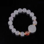 Groxiara | 'The Mystic Fox' Hand-Carved Rose Quartz Bracelet – Manifesting Romantic Charisma & Soulmate Connection - 17cm (6.7")
