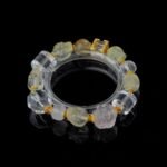 Groxiara | 'The Golden Vision' Hand-Carved Citrine Skull & Golden Rutilated Quartz Bracelet with Clear Quartz Cubes - 17cm (6.7")