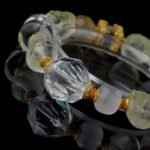 Groxiara | 'The Golden Vision' Hand-Carved Citrine Skull & Golden Rutilated Quartz Bracelet with Clear Quartz Cubes - 17cm (6.7")