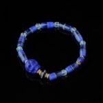 Groxiara | 'The Guardian' Hand-Carved Lapis Lazuli Skull, Aquamarine & Agate Protection Bracelet - 17cm (6.7")