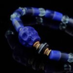 Groxiara | 'The Guardian' Hand-Carved Lapis Lazuli Skull, Aquamarine & Agate Protection Bracelet - 17cm (6.7")